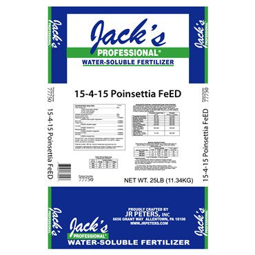 Jack's Professional 15-4-15 Poinsettia FeED +CaMg Fertilizer 25lb