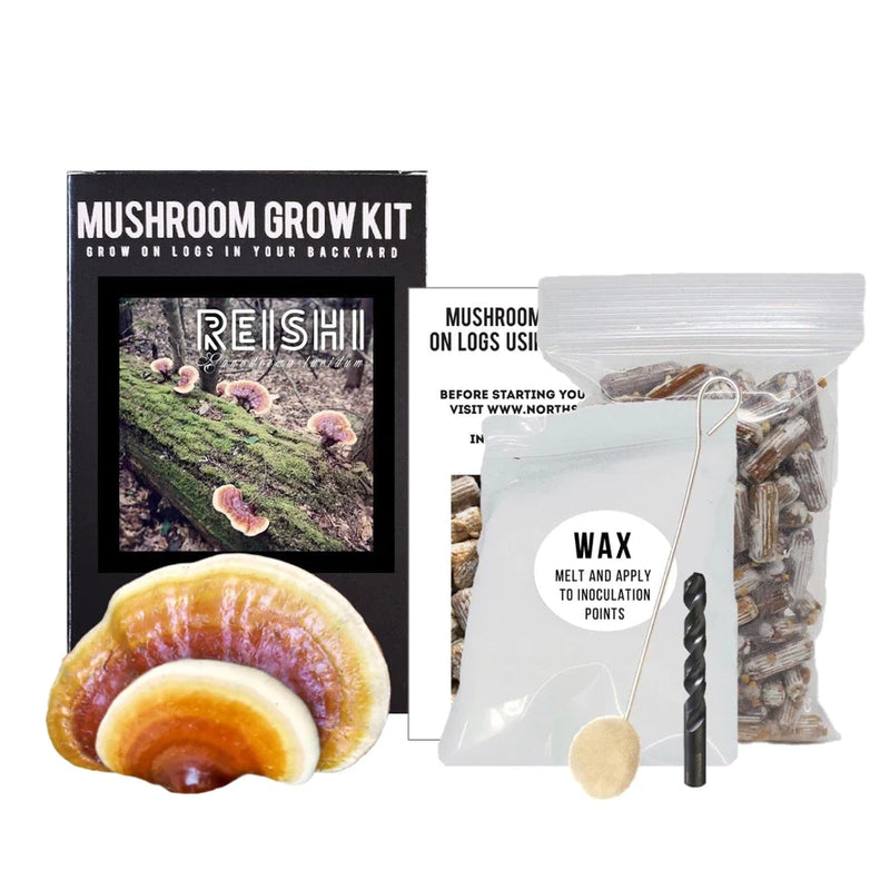 Organic Hemlock Reishi Mushroom Outdoor Log Growing Kit