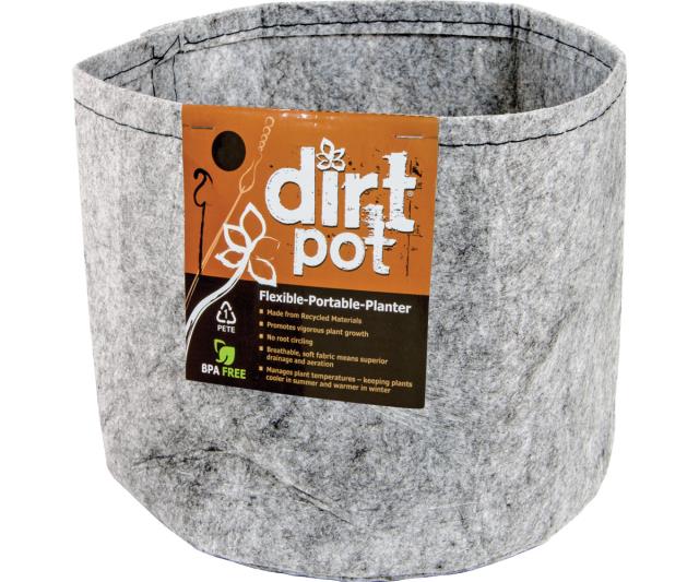 Dirt Pot Flexible Portable Planter, Grey, 1 gal, no handles