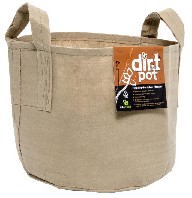 Dirt Pot Flexible Portable Planter, Tan, 30 gal, no handles