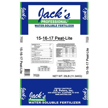 Jack's Professional 15-16-17 Peat-Lite Fertilizer 25lb