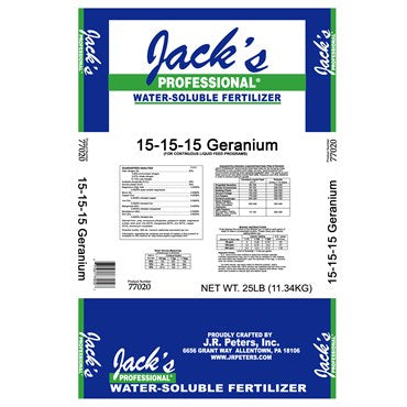 Jack's Professional 15-15-15 Geranium Fertilizer 25lb