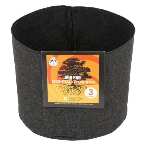 Gro Pro Essential Round Fabric Pot - Black 3 Gallon