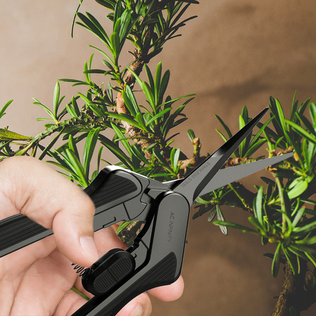 AC INFINITY STAINLESS STEEL PRUNING SHEAR WITH CLEANING KIT, ERGONOMIC LIGHTWEIGHT, 6.6” STRAIGHT BLADES