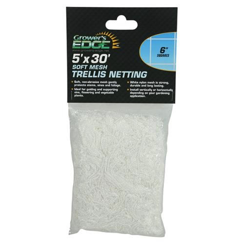 Grower's Edge Soft Mesh Trellis Netting 5 ft x 15 ft w/ 6 in Squares